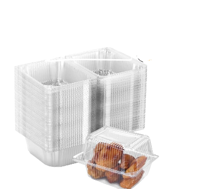 Photo 1 of 100 Pack Disposable Clear Plastic Clamshell Hinged Food Portable Square Containers for Salads,Fruit,Hamburgers,Sandwiches,Cupcake(5.3" x 4.2" x 3.4")