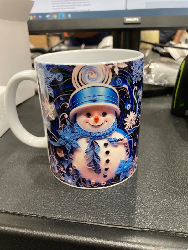 Photo 2 of (photo for reference) 3D Christmas Mug,Christmas 3D Snowman Cup, Ceramic Xmas Coffee Cup, Personalized Creative Christmas Multifunctional Ceramic Mug, Christmas Gift Snowman 3D White Mug 