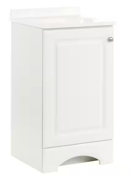 Photo 1 of 19 in. W x 18 in. D x 34 in. H Single Sink Freestanding Bath Vanity in White with White Cultured Marble Top