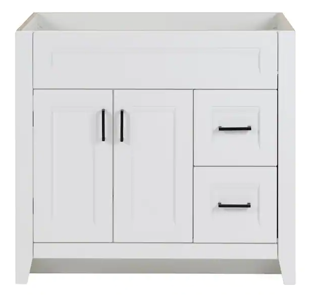 Photo 1 of 
Home Decorators Collection
Ridge 36 in. W x 22 in. D x 34 in. H Bath Vanity Cabinet without Top in White