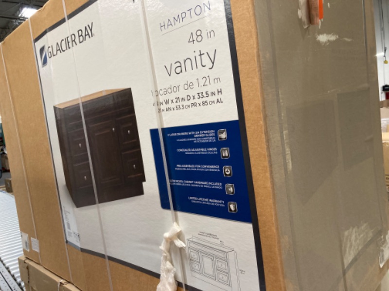 Photo 1 of Glacier Bay
Hampton 48 in. W x 21 in. D x 33.5 in. H Bath Vanity Cabinet without Top in Cognac