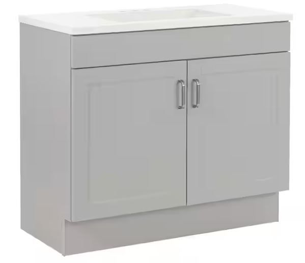 Photo 1 of 30.25 in. W x 18.75 in. D x 32.89 in. H Single Sink Bath Vanity in Pearl Gray with White Cultured Marble Top