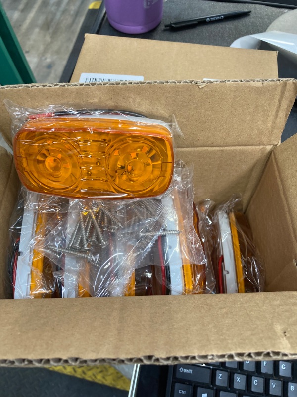 Photo 2 of  10x Double Bubble Bullseye LED Marker Light, 2x4 Rectangle Amber 10 LED Tiger Eye Trailer RV Camper Truck Clearance Lights Indicators Surface Mount 12V