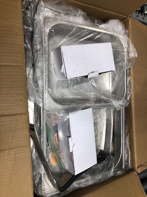 Photo 1 of VEVOR Chafing Dish Buffet Set, 8 Qt 4 Pack, Stainless Chafer w/ 4 Full Size Pans, Rectangle Catering Warmer Server w/Lid Water Pan Folding Stand Fuel Tray Holder Spoon Clip, at Least 8 People Each 4 Packs 8 Quart