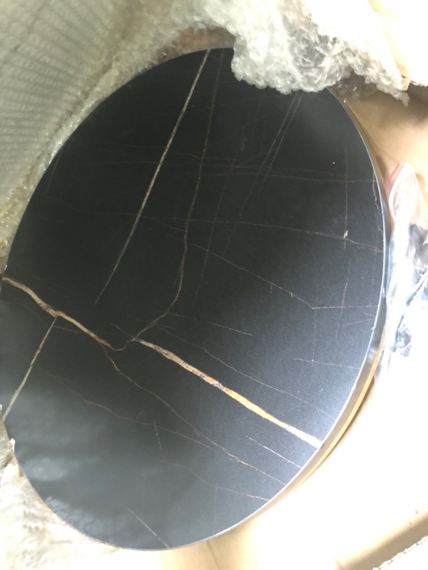 Photo 1 of Nesting Coffee Table for Living Room, Round Coffee Table Center Table Set of 2, Modern Coffee Tables with Faux Marble Top (White+Black)