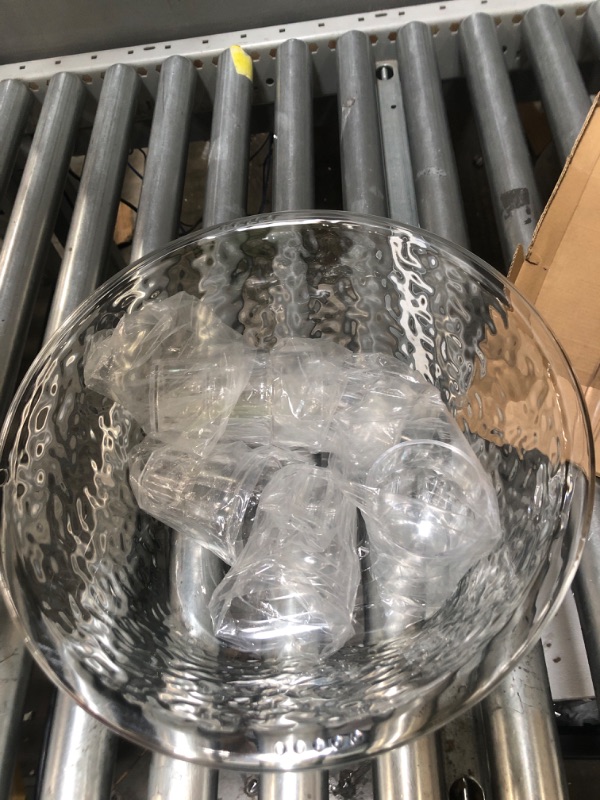 Photo 2 of 2.5 Gallon Punch Bowl with Ladle Stackable Plastic Tumbler Cups Set Include an Embroidered Punch Plastic Bowls with a Ladle 6 Pcs 10 oz Clear Plastic Glasses for Soup Water Parties