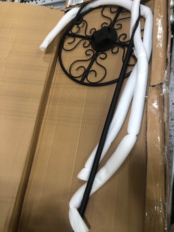 Photo 1 of **ONLY ONE** Blulu 1 Piece 34-55 Inch Adjustable Black Iron Shepherds Hook Outdoor and Indoor Shepherd Hook Stand Wind Chime Stand with Base for Wedding Event and Home (Classic)