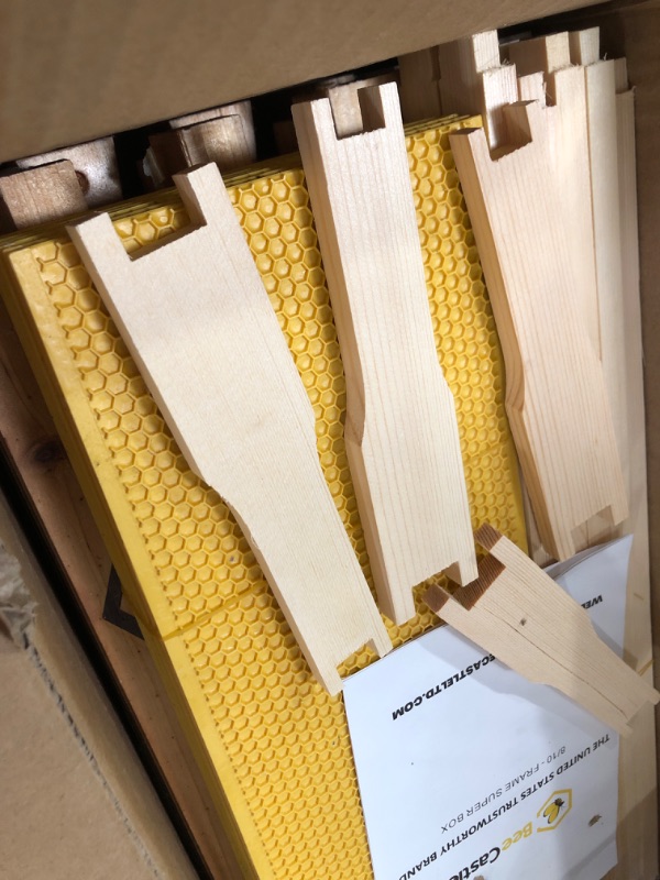 Photo 2 of 10 Frame Beehive Medium Super Unassembled Bee Hive Box Dipped in 100% Beeswax Include Beehive Frames with Beeswaxed Food Grade Plastic Foundation 10-Frame