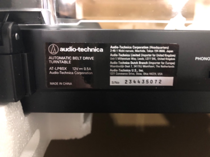 Photo 3 of Audio-Technica AT-LP60X-BK Fully Automatic Belt-Drive Stereo Turntable, Black, Hi-Fi, 2 Speed, Dust Cover, Anti-Resonance, Die-Cast Aluminum Platter