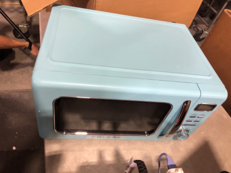 Photo 7 of ***NONREFUNDABLE - NOT FUNCTIONAL - FOR PARTS ONLY - SEE COMMENTS*** 
Galanz GLCMKZ11BER10 Retro Countertop Microwave Oven with Auto Cook & Reheat, Defrost, Quick Start Functions, Easy Clean with Glass Turntable, Pull Handle, 1.1 cu ft, Blue Blue 1.1 cu f