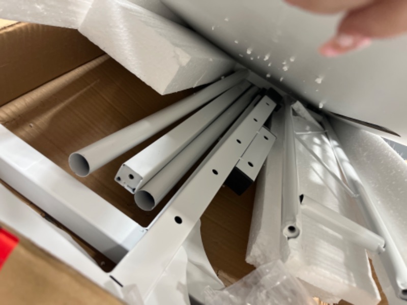 Photo 1 of Small Standing Desk Adjustable Height, Mobile Stand Up Desk with Wheels, 32 Inch Portable Rolling Desk Small Computer Desk, Portable Laptop Desk Standing Table Sit Stand White