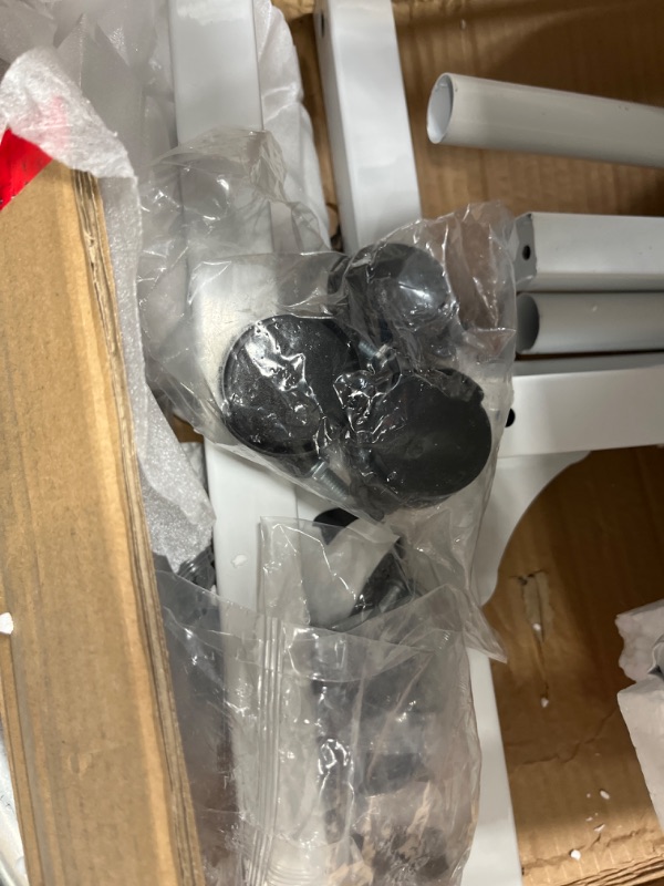 Photo 1 of Small Standing Desk Adjustable Height, Mobile Stand Up Desk with Wheels, 32 Inch Portable Rolling Desk Small Computer Desk, Portable Laptop Desk Standing Table Sit Stand White