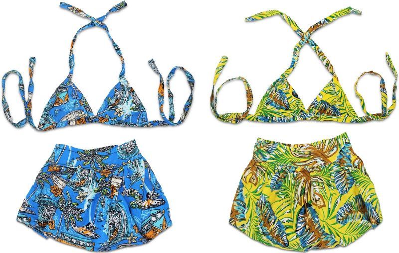 Photo 1 of 2 Pack Dog Bikini Set Beach Hawaiian Floral Swimsuit Dog Dress Summer Costume Dress for Girls Puppy Bathing Suit--- COLORS MAY VARY 