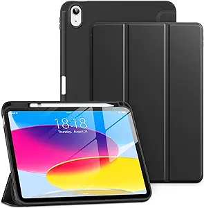 Photo 1 of DTTO for iPad 10th Generation Case 10.9 Inch 2022, Slim Tri-fold Stand Soft TPU Back Protective Cover with Pencil Holder for iPad 10th Gen Case - Support Touch ID, Auto Sleep/Wake, Black