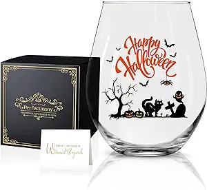 Photo 1 of Funny Happy Halloween Witches Wine Glass, Halloween Funny Wine Glass, Halloween Funny Gift for Him, Her, Mom, Wife, Boss, Sister, BFF