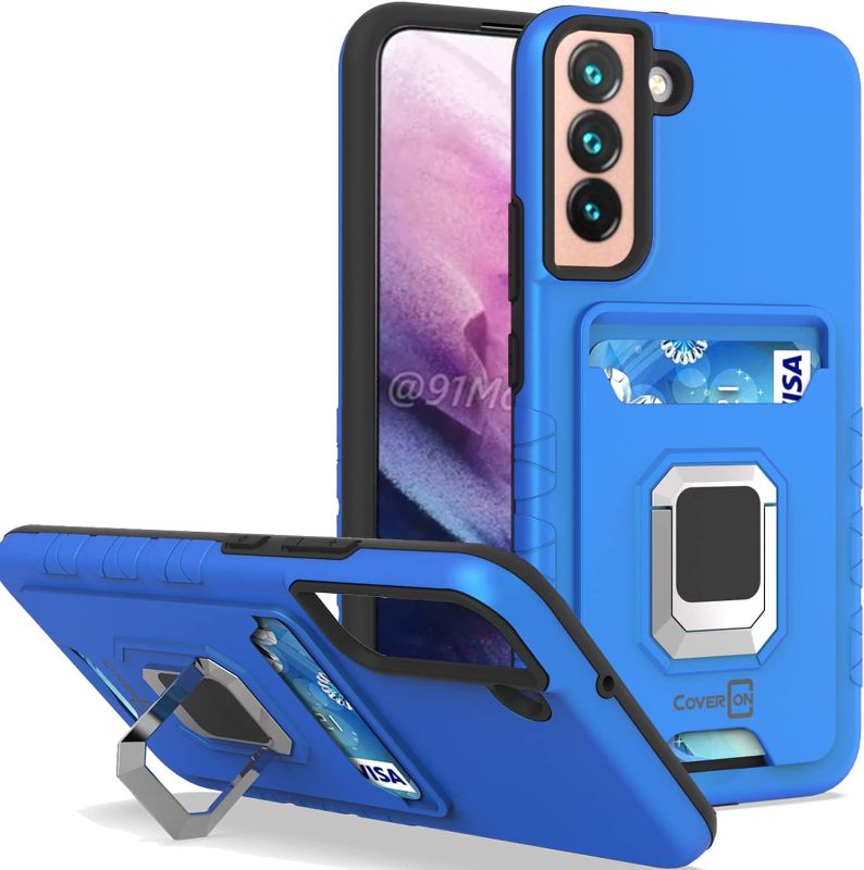 Photo 1 of CoverON Designed for Samsung Galaxy S22 Plus Phone Case, Card Slot Kickstand Ring Rugged Cover - Blue
