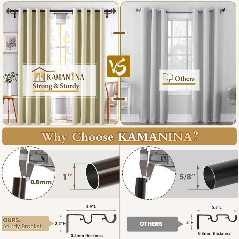 Photo 3 of (READ FULL POST) KAMANINA 1 Inch Double Curtain Rods 72 to 144 Inches (6-12 Feet) Telescoping Drapery Rod for Windows 69 to 140 Inches, Vintage Square Finials, Bronze 72-144'' Bronze