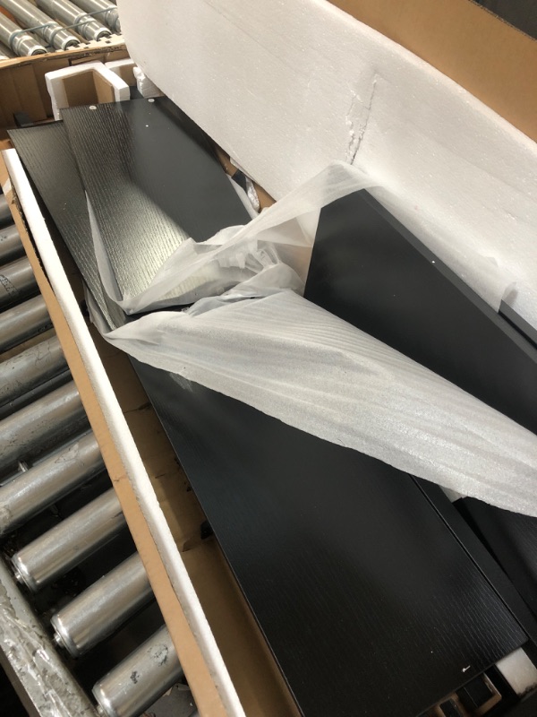 Photo 1 of ODK 5-Tier Ladder Shelf, 74 Inches Wall Mounted Ladder Bookshelf with Metal Frame, Open Industrial Shelves for Home Office, Bedroom and Living Room, Black 8"D x 20"W x 74"H Black