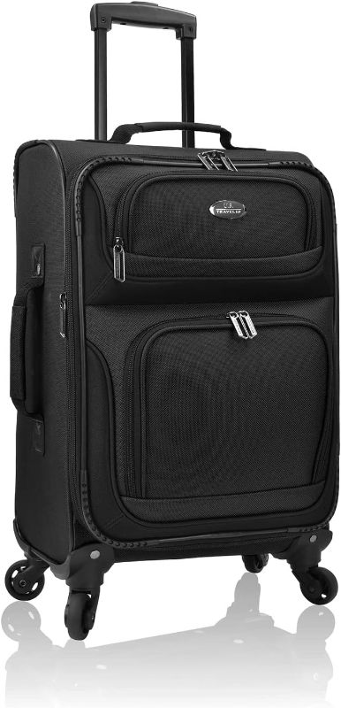 Photo 2 of **STOCK PHOTO FOR REFERENCE HAS ONLY 2 WHEELS** U.S. Traveler Rio Lightweight Carry-On Suitcase 20" Softside Expandable Design, Durable, Business and Travel, Black 2 Wheels 