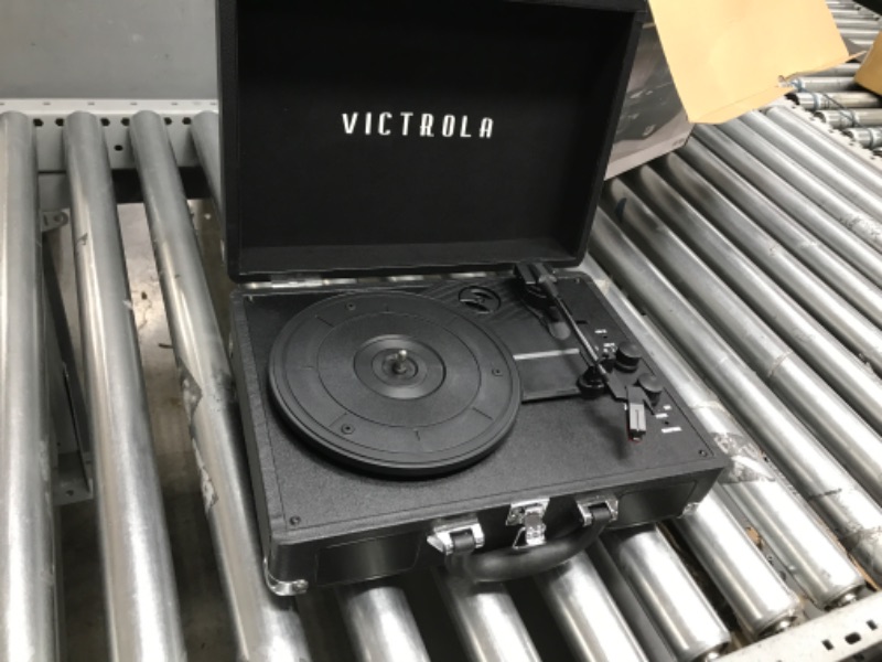 Photo 2 of **SEE NOTES** Victrola Vintage 3-Speed Bluetooth Portable Suitcase Record Player with Built-in Speakers | Upgraded Turntable Audio Sound| Includes Extra Stylus | Black, Model Number: VSC-550BT-BK, 1SFA Black Record Player