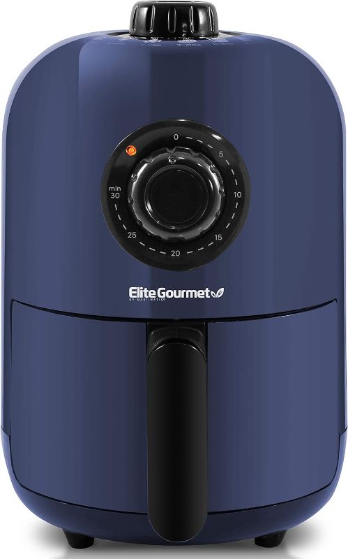 Photo 1 of Elite Gourmet EAF1121BG Personal 1.1 Qt. Compact Space Saving Electric Hot Air Fryer Oil-Less Healthy Cooker, Timer & Temperature Controls, 1000W 1.1 Quart Blue Gray