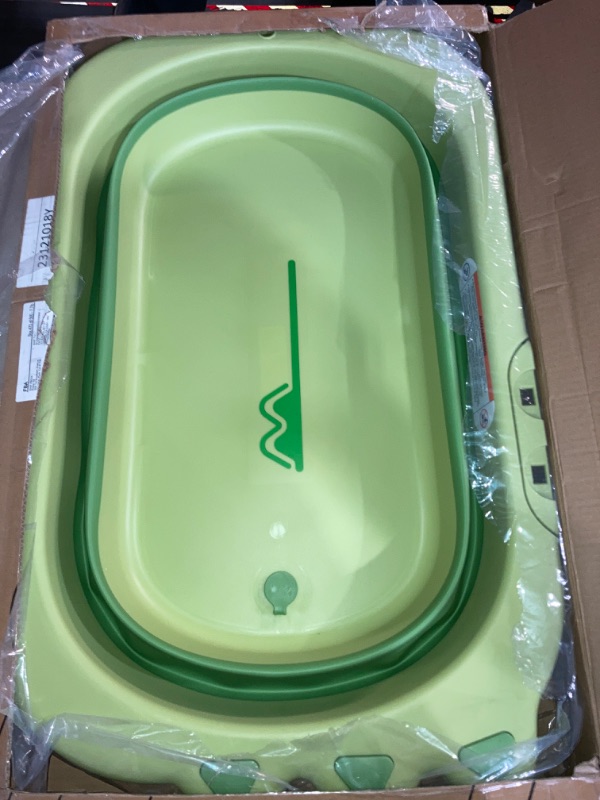 Photo 2 of (READ FULL POST) Beberoad Love Baby Bathtub Portable Travel Baby Bath Tubs for Newborn/Infant/Toddler Collapsible Foldable Bathtub Folding Multifunctional Bathtub for Washing/Shower/Bathing with Hole Cayman Green