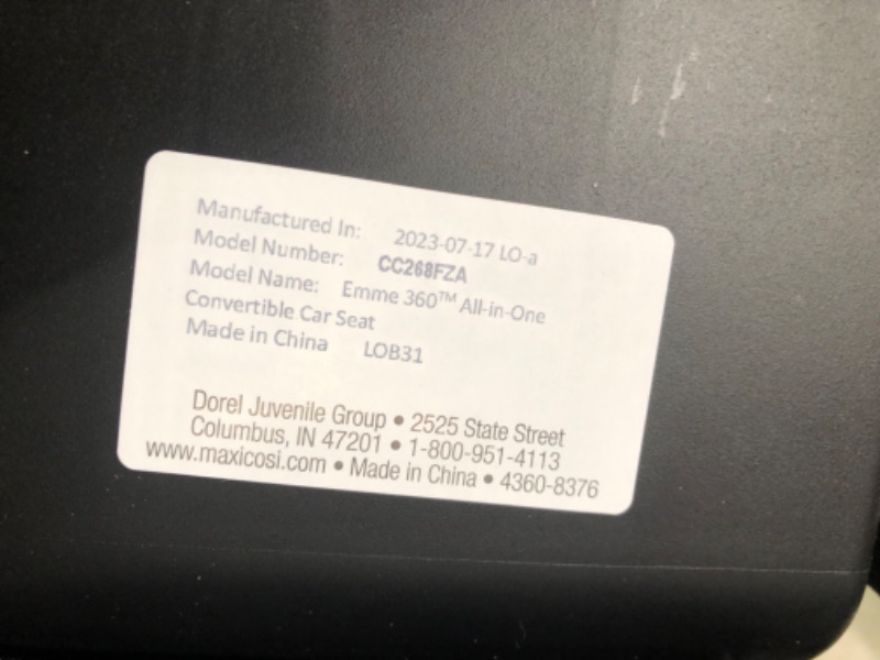 Photo 1 of ***USED - MISSING PARTS - SEE COMMENTS***
Maxi-Cosi Emme 360 Rotating All-in-One Convertible Car Seat, Midnight Black