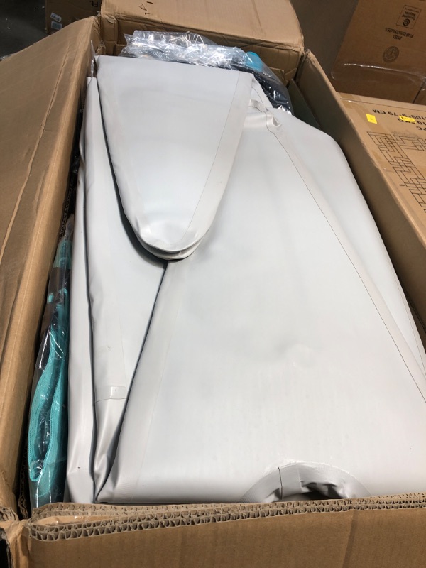 Photo 1 of BEYOND MARINA Inflatable Kayak 2 Person Adult- Drop Stitch Tandem Kayak | with Aluminum Paddles, Seats, Footrests, Pump, Fins, Explorer 13'10" Mint