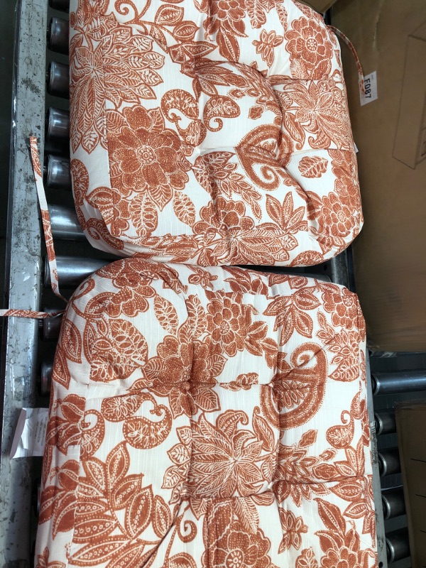 Photo 2 of **NOT EXACT SAME AS STOCK PHOTO** MEVIDA Printed Chair Cushions with Ties,Waterproof Polyester Dining Chair Cushion Quilted Tufted Chair Pad Office Desk Chair Cushion Tatami Cushion 20in x 20in (SET OF 2)