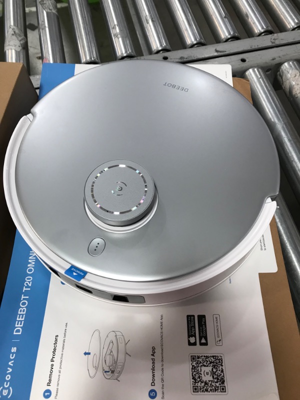 Photo 2 of (NON-REFUNDABLE) ECOVACS DEEBOT T20 Omni Robot Vacuum and Mop,Hot Water Mop Washing,Auto Hot Air-Drying,9mm AutoMop Lifting,Dual Spinning Mops,Self-Emptying,6000Pa Suction,Obstacle Avoidance,YIKO Voice Assistant,White
