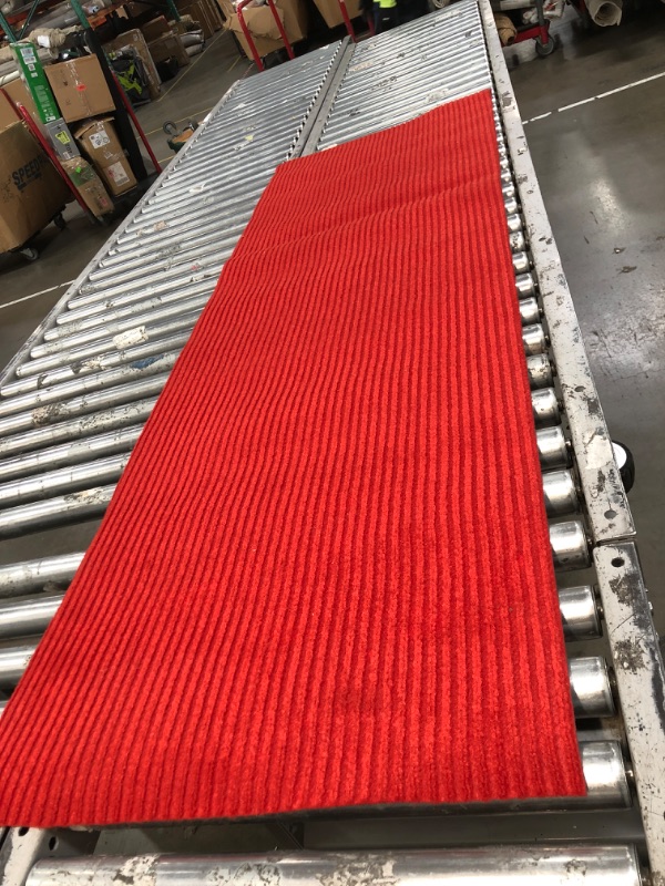 Photo 1 of 2'x6' Red Rug Runner, Damaged Ends (Uneven)