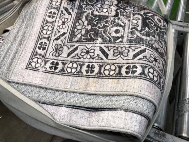 Photo 1 of Area Rugs for Living Room Bedroom: 8x10 Rug Machine Washable with Non-Slip Backing Non-Shedding Stain Resistant, Boho Floral Large Carpet for Dining Room Nursery Home Office Indoor Decor (Gray) 8x10ft Grey