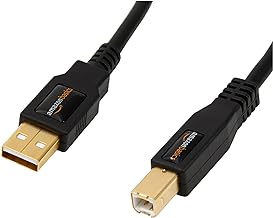 Photo 1 of Amazon Basics USB-A to USB-B 2.0 Cable for Printer or External Hard Drive, Gold-Plated Connectors, 10 Foot, Black