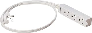 Photo 1 of Amazon Basics 3-Foot 3-Prong Indoor Rectangle Extension Cord Power Strip, Flat Plug, Grounded 13 Amps, 1625 Watts, 125 VAC, 2-Pack, White
