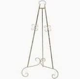 Photo 1 of Deco 79 Metal Scroll Large Free Standing Adjustable Display Stand 3 Tier Easel with Chain Support, 26" x 30" x 67", Gold 70inch