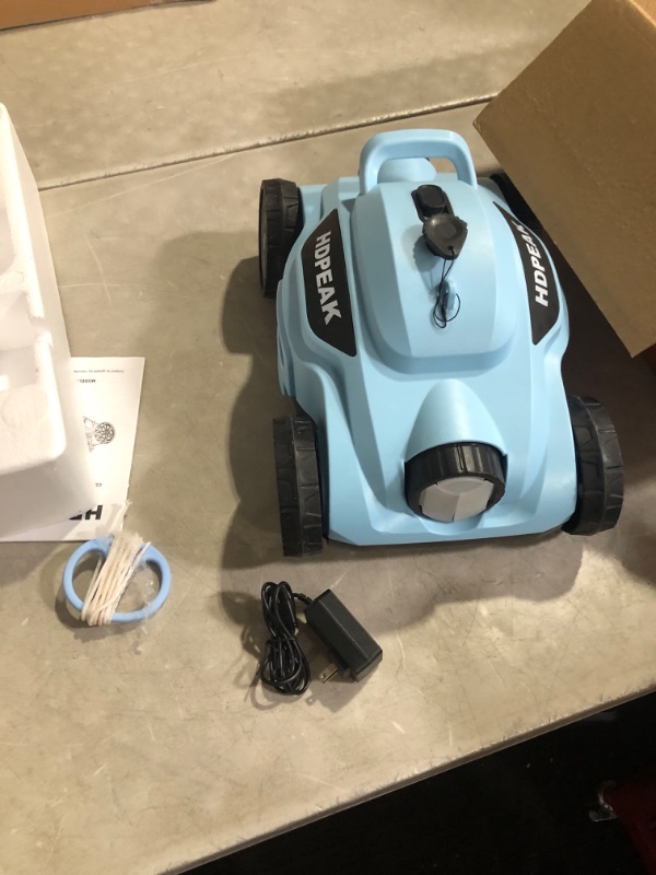 Photo 4 of ***NONREFUNDABLE - NOT FUNCTIONAL - FOR PARTS ONLY - SEE COMMENTS***
Cordless Robotic Pool Cleaner, HDPEAK Pool Vacuum Lasts 110 Mins, Auto-Parking, Rechargeable, Automatic Cordless Pool Vacuum Ideal for Above/In-Ground Pools Up to 50 feet, Blue