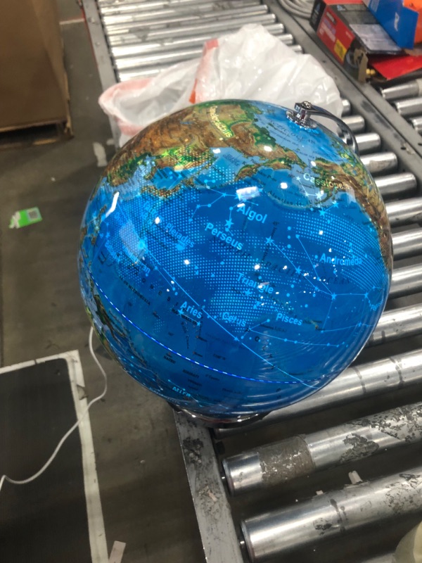 Photo 2 of **NON-REFUNDABLE**NO RETURNS**PARTS ONLY*** 
****BY BIDDING ON THIS ITEM, YOU UNDERSTAND THAT THIS SALE IS FINAL AND ITEM CANNOT BE RETURNED****DAMAGED WIRE*STILL WORKS
Illuminated Globe of the World with Stand - 13 Inch Tall 3in1 World Globe, Constellati