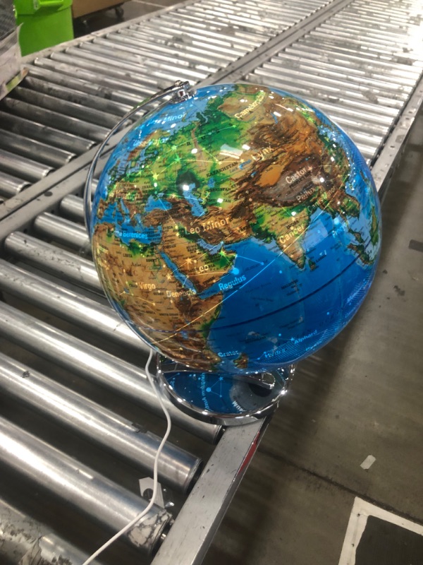 Photo 3 of **NON-REFUNDABLE**NO RETURNS**PARTS ONLY*** 
****BY BIDDING ON THIS ITEM, YOU UNDERSTAND THAT THIS SALE IS FINAL AND ITEM CANNOT BE RETURNED****DAMAGED WIRE*STILL WORKS
Illuminated Globe of the World with Stand - 13 Inch Tall 3in1 World Globe, Constellati