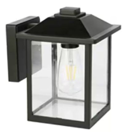 Photo 1 of 1-Light 12 in. Black Hardwired Classic Outdoor Wall Lantern Sconce with Clear Glass
