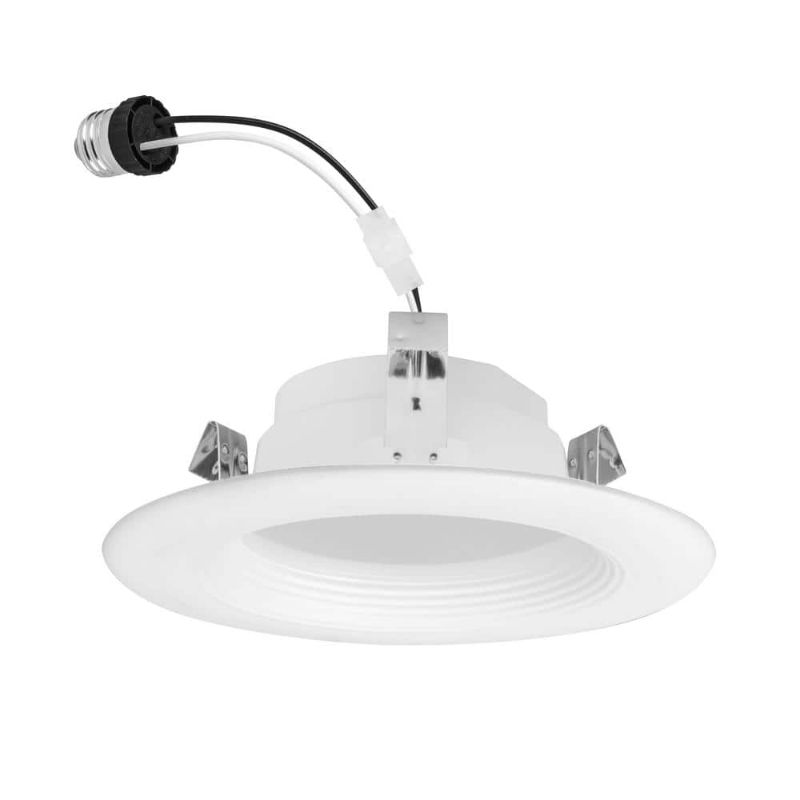 Photo 1 of EcoSmart 6 in. Canless 3000K Color Temperature T20 Integrated LED White Recessed Light Baffle Trim (4-Pack)
