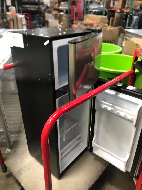 Photo 3 of ***PARTS ONLY, USED, MINOR SCRATCHES AND DENTS*** Anukis Compact Refrigerator 3.5 Cu Ft 2 Door Mini Fridge with Freezer For Apartment, Dorm, Office, Family, Basement, Garage, Silver 3.5 Cu Ft silver