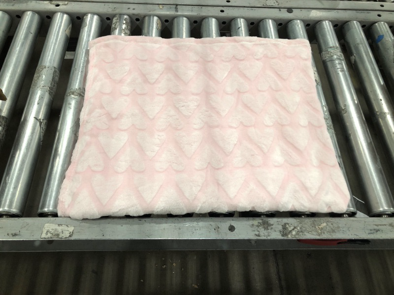Photo 1 of Bertte Plush Baby Blanket for Boys Girls | Swaddle Receiving Blankets Super Soft Warm Lightweight Breathable for Infant Toddler Crib Stroller - 33"x43" Large, Pink Hearts Embossed
