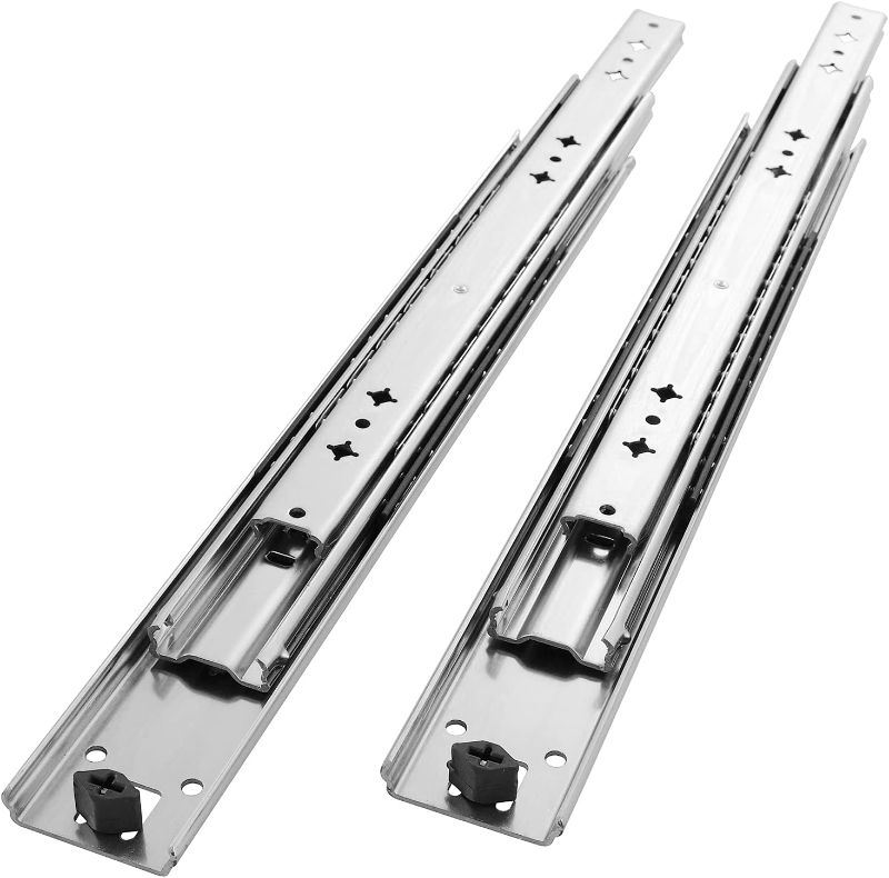 Photo 1 of 1 Pair of 28 Inch Heavy Duty Drawer Slides 250 lb Full Extension Side Mount Ball Bearing Drawer Rails
