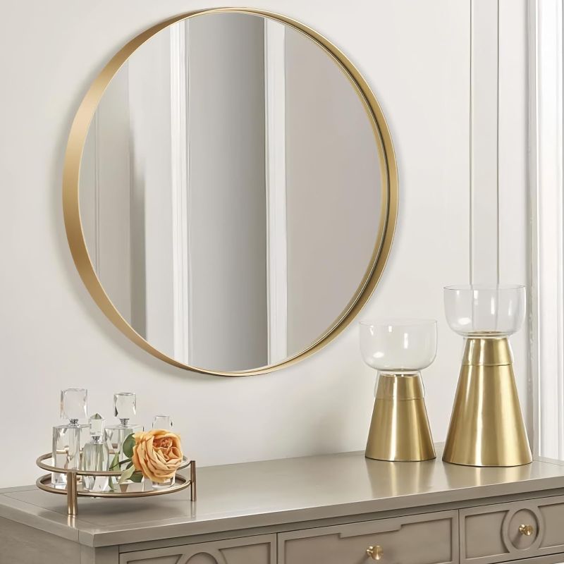 Photo 1 of 36 Inch Circle Mirror, Black Round Bathroom Mirror for Wall, Metal Frame Wall Mirror, Brushed Vanity Mirror for Bathroom, Bedrooms, Entryways, Living Rooms, Vanity, Hallway 36 