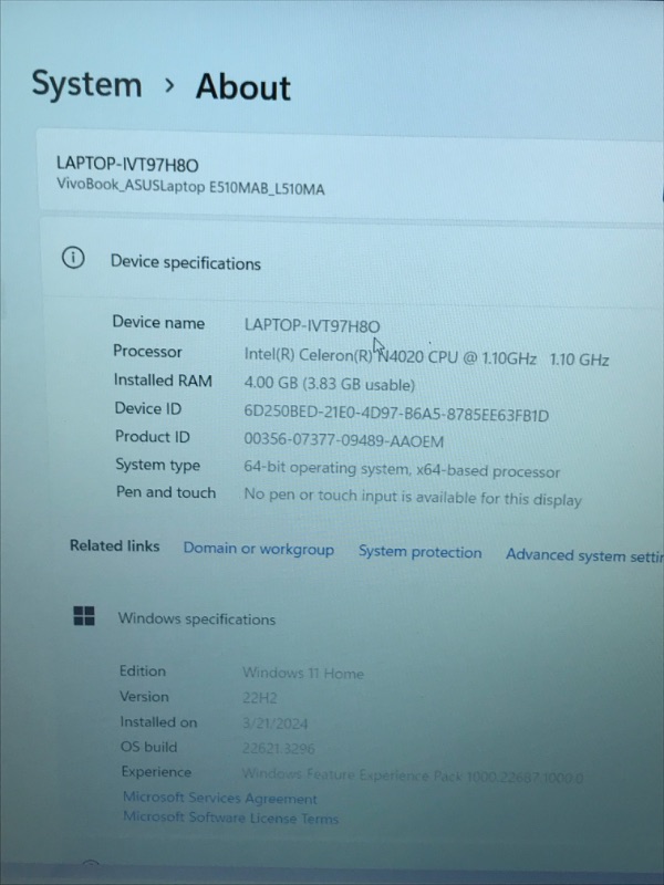 Photo 2 of ASUS Vivobook Go 15 L510 Thin & Light Laptop Computer, 15.6” FHD Display, Intel Celeron N4020 Processor, 4GB RAM, 64GB Storage, Windows 11 Home in S Mode, , Star Black, L510MA-AS02 64GB | Windows 11