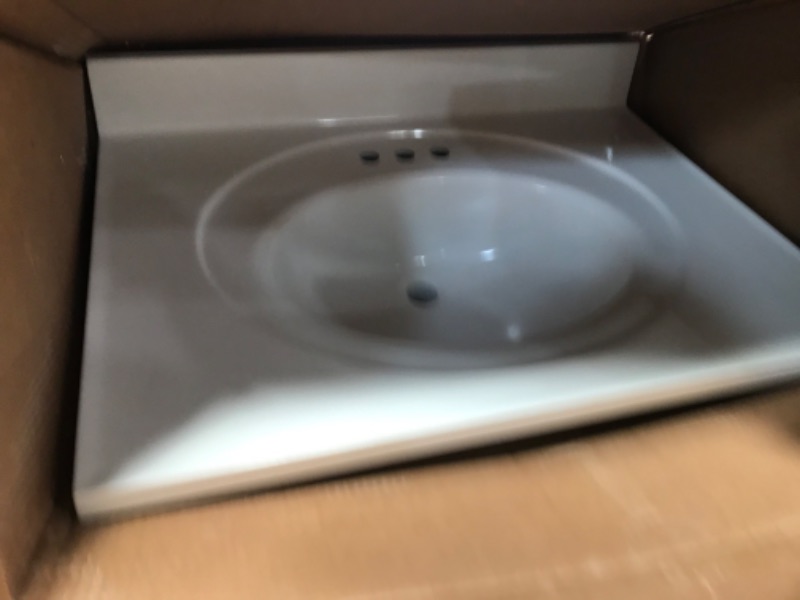 Photo 3 of 
Glacier Bay
31 in. W x 22 in. D Cultured Marble White Round Single Sink Vanity Top in White