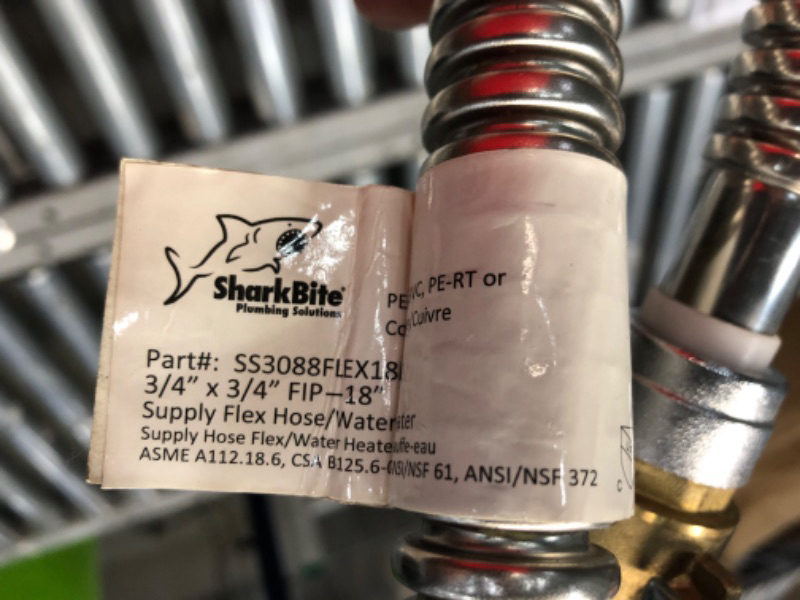 Photo 4 of 2 item bundle 
SharkBite 3/4 Inch Ball Valve x 3/4 Inch FIP x 18 Inch Stainless Steel Corrugated Flexible Water Heater Connector, Push to Connect Brass Plumbing Fitting, PEX Pipe, Copper, CPVC, PE-RT, HDPE
SharkBite 3/4 x 18 Inch Flexible Repair Coupling 
