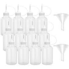 Photo 1 of 12 Pcs 1 Ounce Precision Tip Applicator Bottles 30ML Needle Tip Squeeze Glue Bottles with 2 Pcs Mini Funnels for Paint Quilling Craft, Glue, Liquid, Alcohol Ink, Acrylic Painting