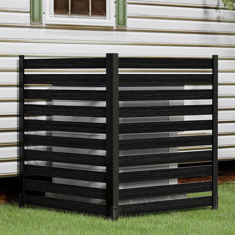 Photo 1 of  Outdoor Privacy Fence Screen 38"W X 42"H Air Conditioner Fence Solid Wood Trash Can Screens 2 Panels (Black)