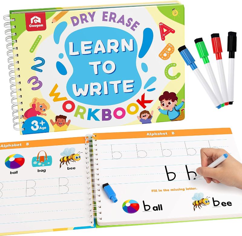 Photo 1 of **missing markers**
Learn to Write Workbook, Numbers Letters Practicing Book, ABC Alphabet Sight Words Handwriting Educational Montessori Toy for Home Classroom Kindergarten Preschool Kids
